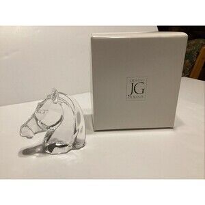 vintage Cristal JG Durant horse cheval figurine 3.5”x4”x1.5”